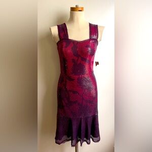 NWT Rachel Roy Anthropologie Ombre Sequin Dress Cocktail Purple Red Sleeveless 4